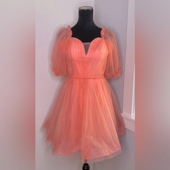 Tsbridal Coral Tulle Homecoming/Prom Dress size 8 NWT - Picture 2 of 8